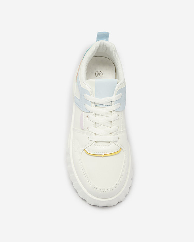 Öko-bőr női fehér alkalmi sportcipő színes betétekkel Netiris - Lábbeli