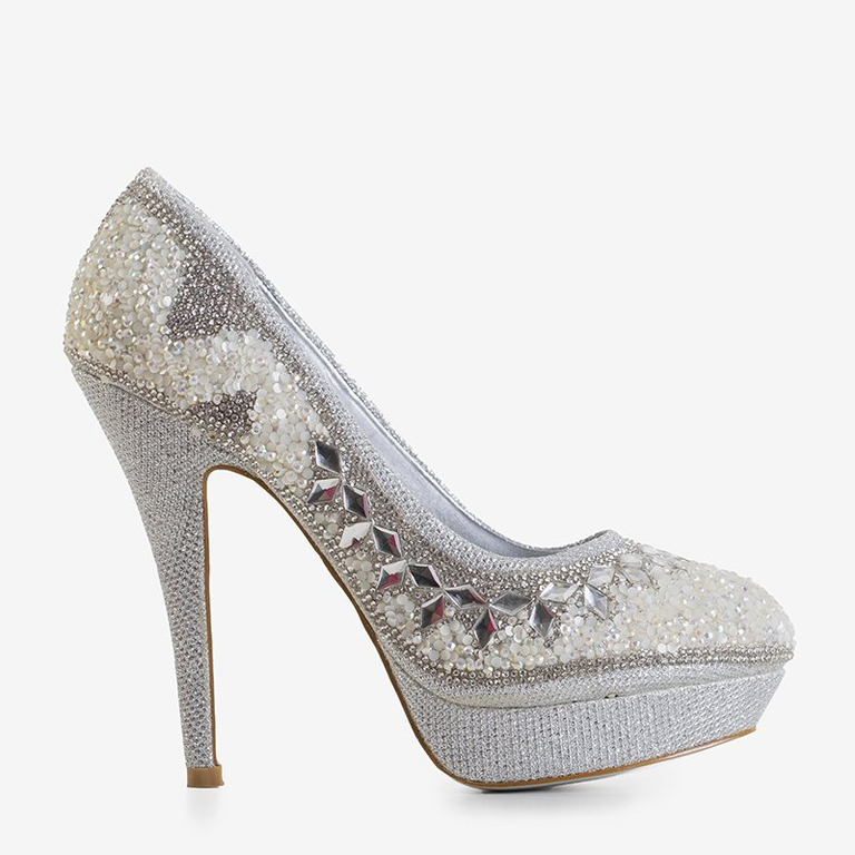 Ezüst fényes szivattyúk tűsarkúnál Diann - Lábbeli