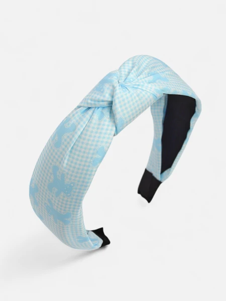 Royalfashion Fonott kockás hajpánt macikkal