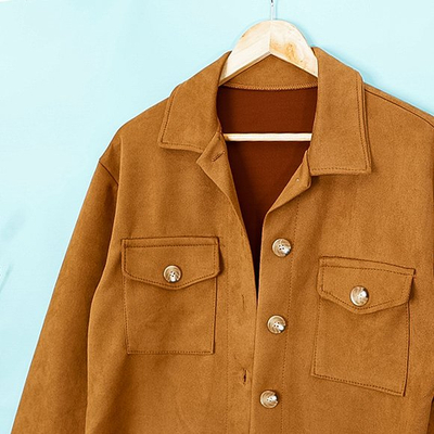 Női barna öko-velúr túlméretes ingdzseki - Ruházat