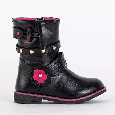 OUTLET Fekete gyerekcsizma öko bőrrel Kissi- Lábbeli