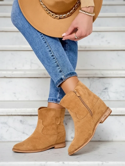 Royalfashion Barna bokacsizma cowboy stílusban fedett cunamackóval Patorias