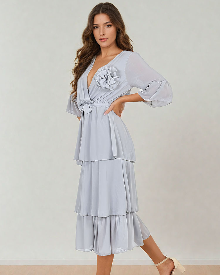 Royalfashion Női midi ruha fodrokkal