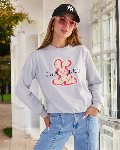 Royalfashion Női pamut vékony nyomtatott pulóver