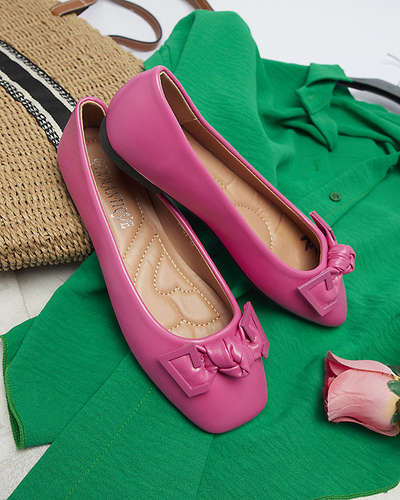 Női rózsaszín balerinák orrdíszítéssel Caxien- Footwear