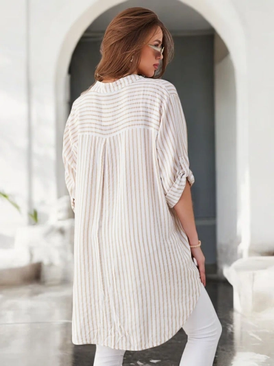 Royalfashion Női hosszú csíkos viszkóz ing