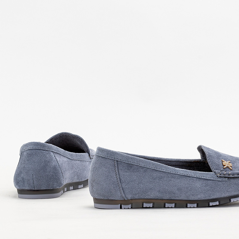 Női világoskék mokaszin arany Skuizo kiegészítővel - Lábbeli