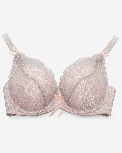 Rózsaszín és szürke női csipke melltartó - Fehérnemű