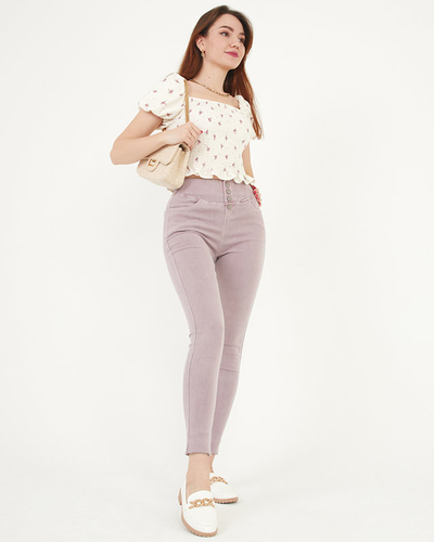 Női rózsaszín tregging díszgombokkal - Ruházat