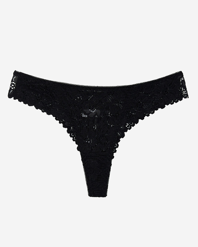 Női fekete csipke tangás bugyi - Fehérnemű