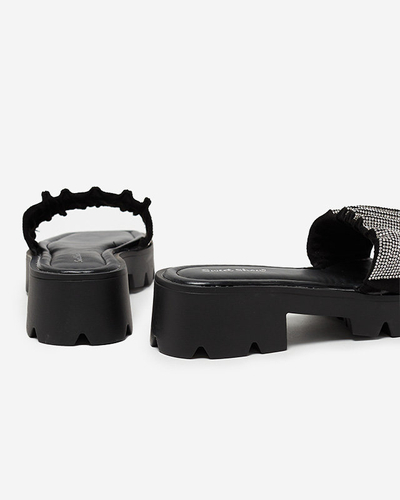 Fekete női papucs cirkóniával Emkoy - Lábbeli