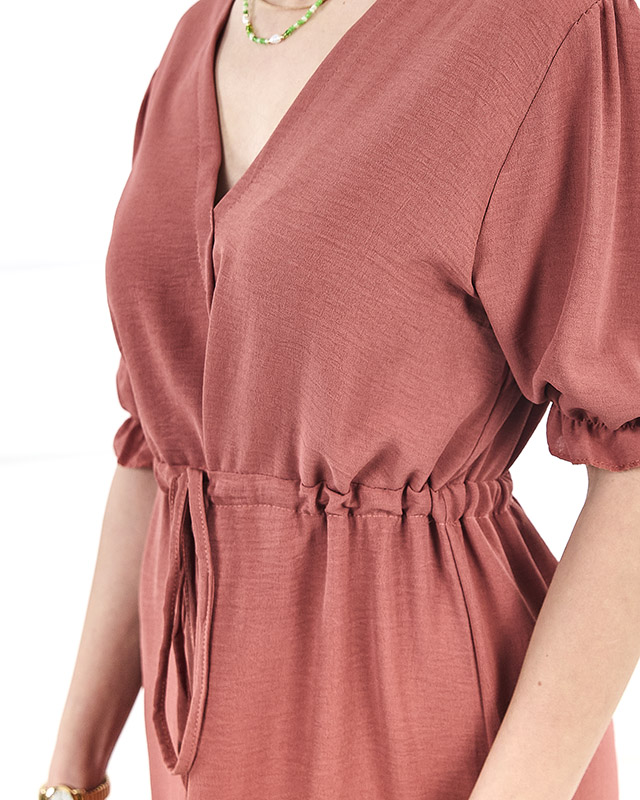 Sötét rózsaszín női maxiruha derék megkötővel - Ruházat