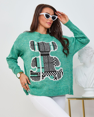 Royalfashion Női menta teddy pulóver