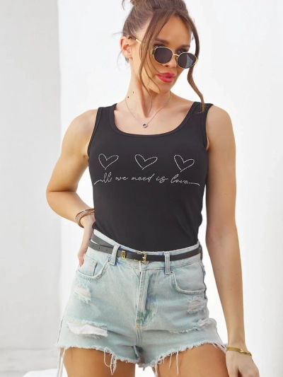 Royalfashion Női pamut topp szívmintával