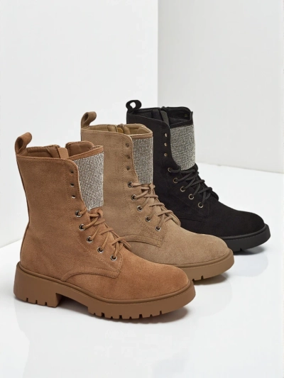 Ferlyne női öko velúr fűzős bokacsizma