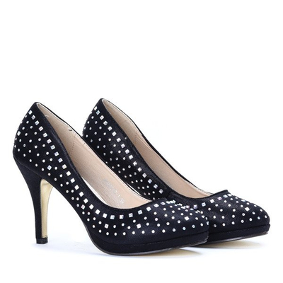 Czarne szpilki z cyrkoniami Asja - Obuwie