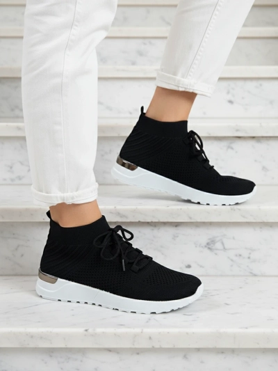 Nero Elegante Sportos Sneakers Nőknek