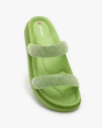 Royalfashion Neonzöld női Zirconia Sparkle Sliders