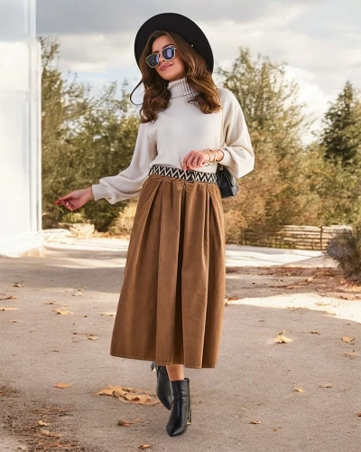 Royalfashion Női velúr midi szoknya
