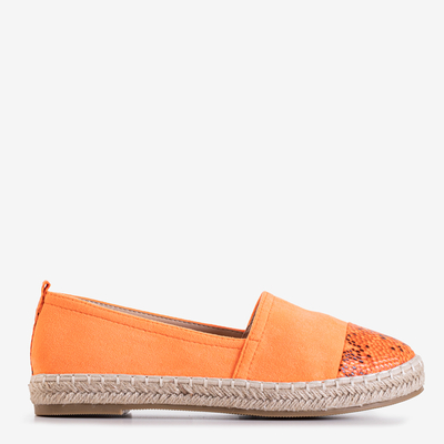 Neon narancssárga női espadrille állatdomborítással - Lenda - cipő