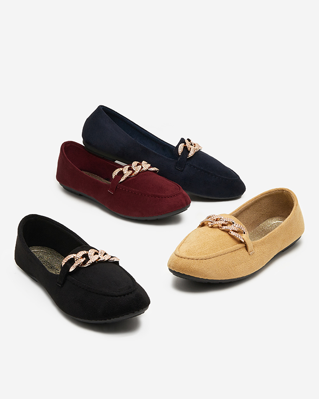 Fekete női öko-velúr naplopók lánccal Osylia - Cipők