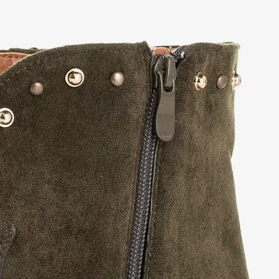 OUTLET Sötétzöld cowboy csizma ékkel Brenna - Cipő