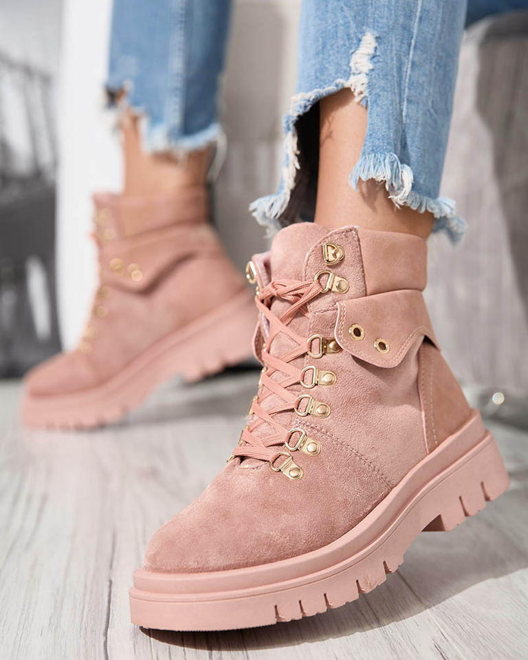 Rózsaszín női csizma szigetelt trapper Boserra - Lábbeli