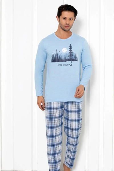 Royalfashion Férfi Pamut Kockás Pizsama