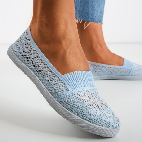 Niebieskie baleriny wykonane z materiału Noremies - Obuwie