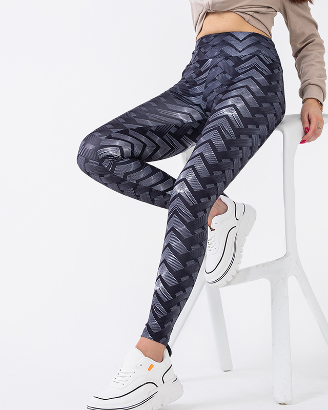 Mintás női fekete-fehér magas derekú leggings - Ruházat