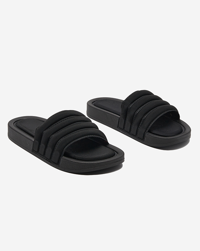 Női csíkos papucs fekete színben Lenira - Lábbeli