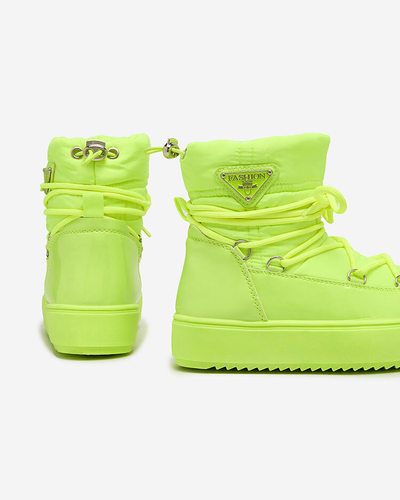 Royalfashion Gyermek papucscipő a'la hócsizma neonsárga színben Asifa