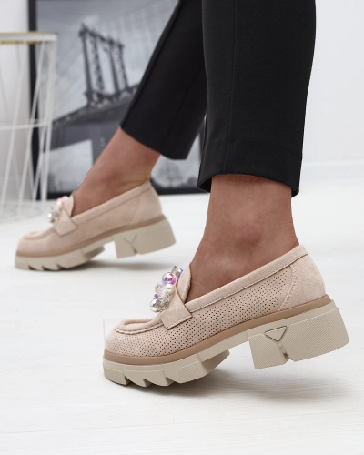 Női bézs színű áttört mokaszin Peloga- Footwear