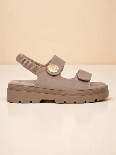 Royalfashion Callista bézs női platform szandál velúrból