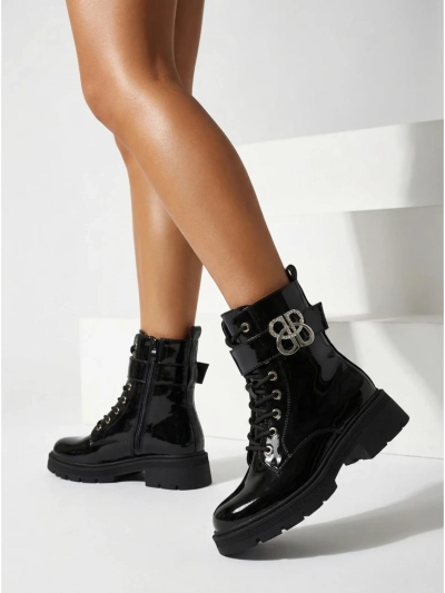 Luna női fekete bőr elegáns őszi bokacsizma