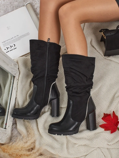 Női öko velúr bokacsizma ráncolt felsőrésszel Elyndra