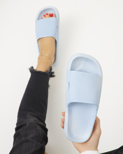 Kék színű gumipapucs Olinda dombornyomással - Lábbeli