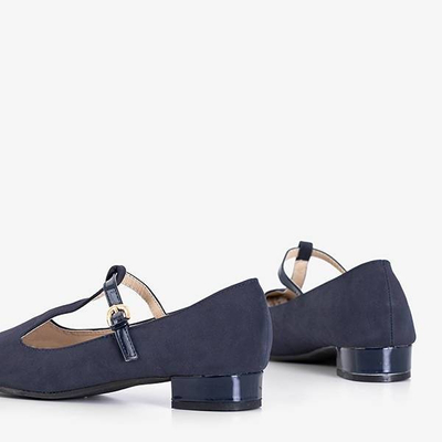 OUTLET Női sötétkék balerinák Virágok - Cipők