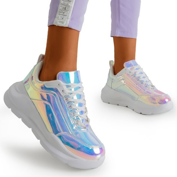 OUTLET holografikus cipő vastag Dambi platformon - lábbeli