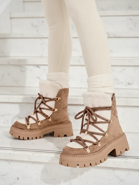 Royalfashion Lozin fűzős női hócsizma