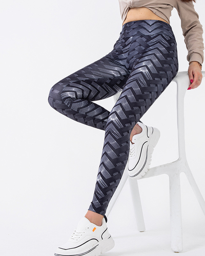 Mintás női fekete-fehér magas derekú leggings - Ruházat