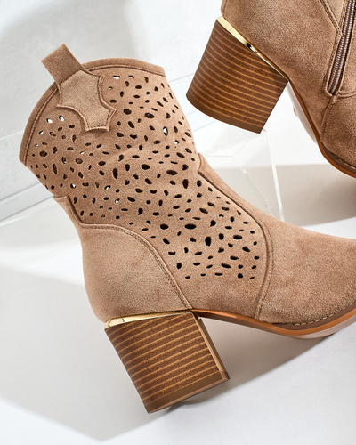 Royalfashion Női alacsony posztó áttört Mozie csizma