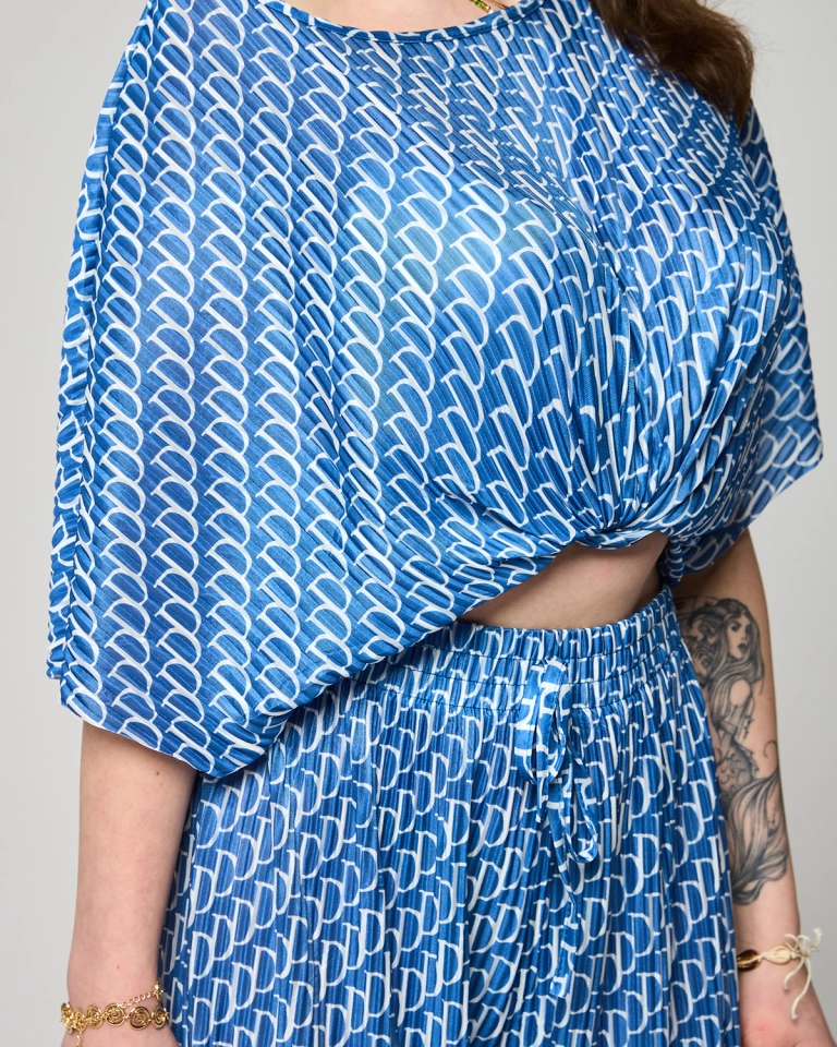 Kék női mintás rakott szett - Ruházat