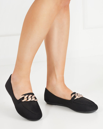 Fekete női öko-velúr naplopók lánccal Osylia - Cipők