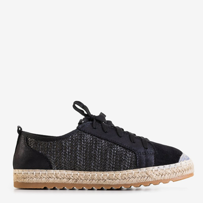 OUTLET Fekete női cipők a'la espadrilles Fesmav - Lábbeli