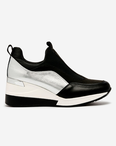 Royalfashion Ezüst-fekete női sportcipő magassarkú cipő Asillas