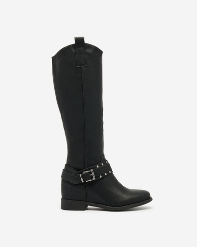 Royalfashion Fekete női csizma rejtett horgonnyal Bisaldo