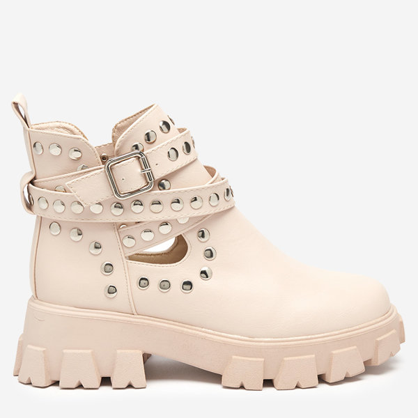 OUTLET Női bézs csizma vastagabb talpon Alaros - Lábbeli