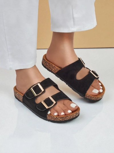 Letitia női fekete velúr papucs, lapos sarkú, olasz design