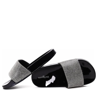 Czarne klapki z cyrkoniami Eliana - Obuwie